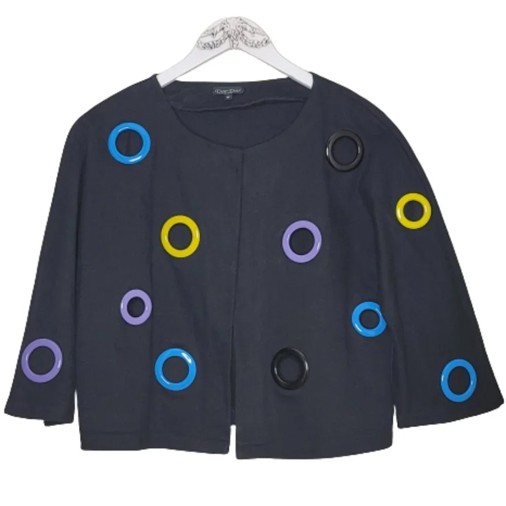 Dor Dor Couture by Anthropologie Colored Grommet Cropped Denim Jacket Sz M
